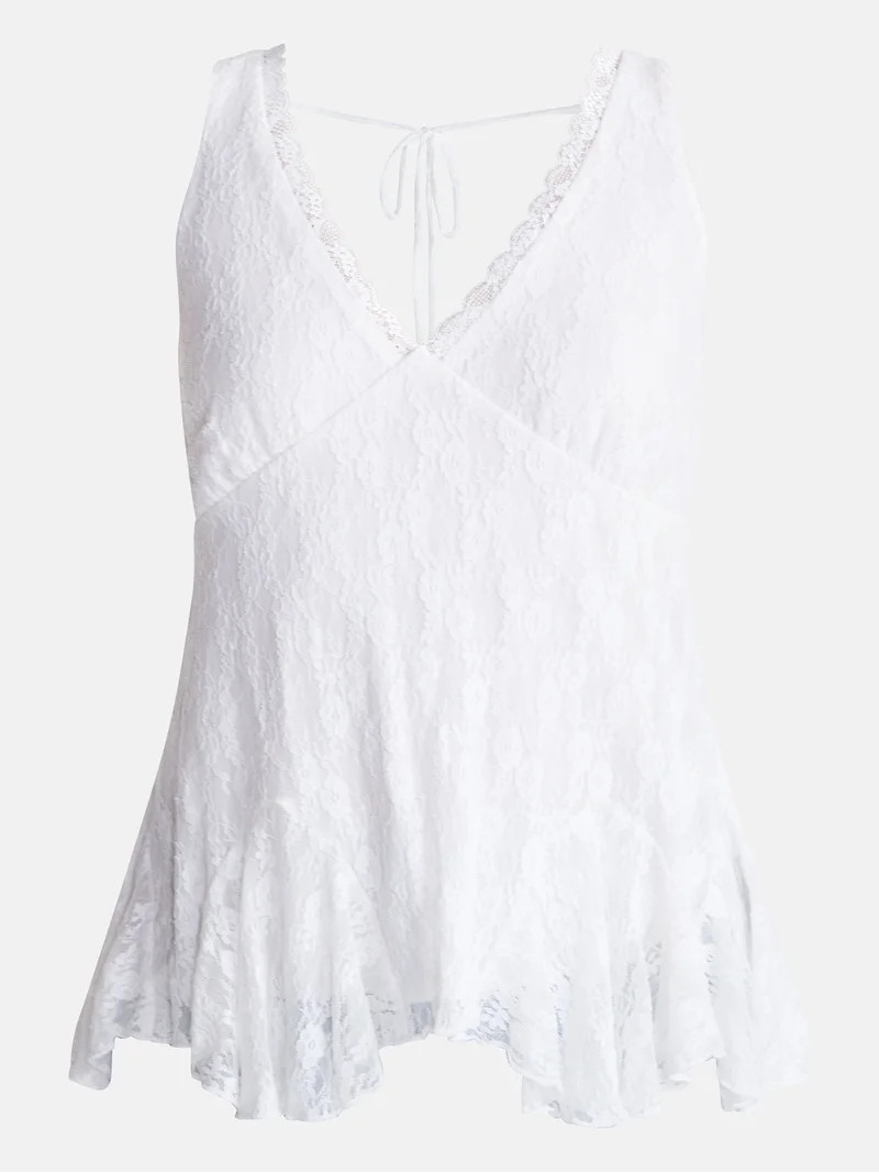 No Boundaries Lace Godet Tank Top, Women\u2019s XXS-XXL | Walmart (US)