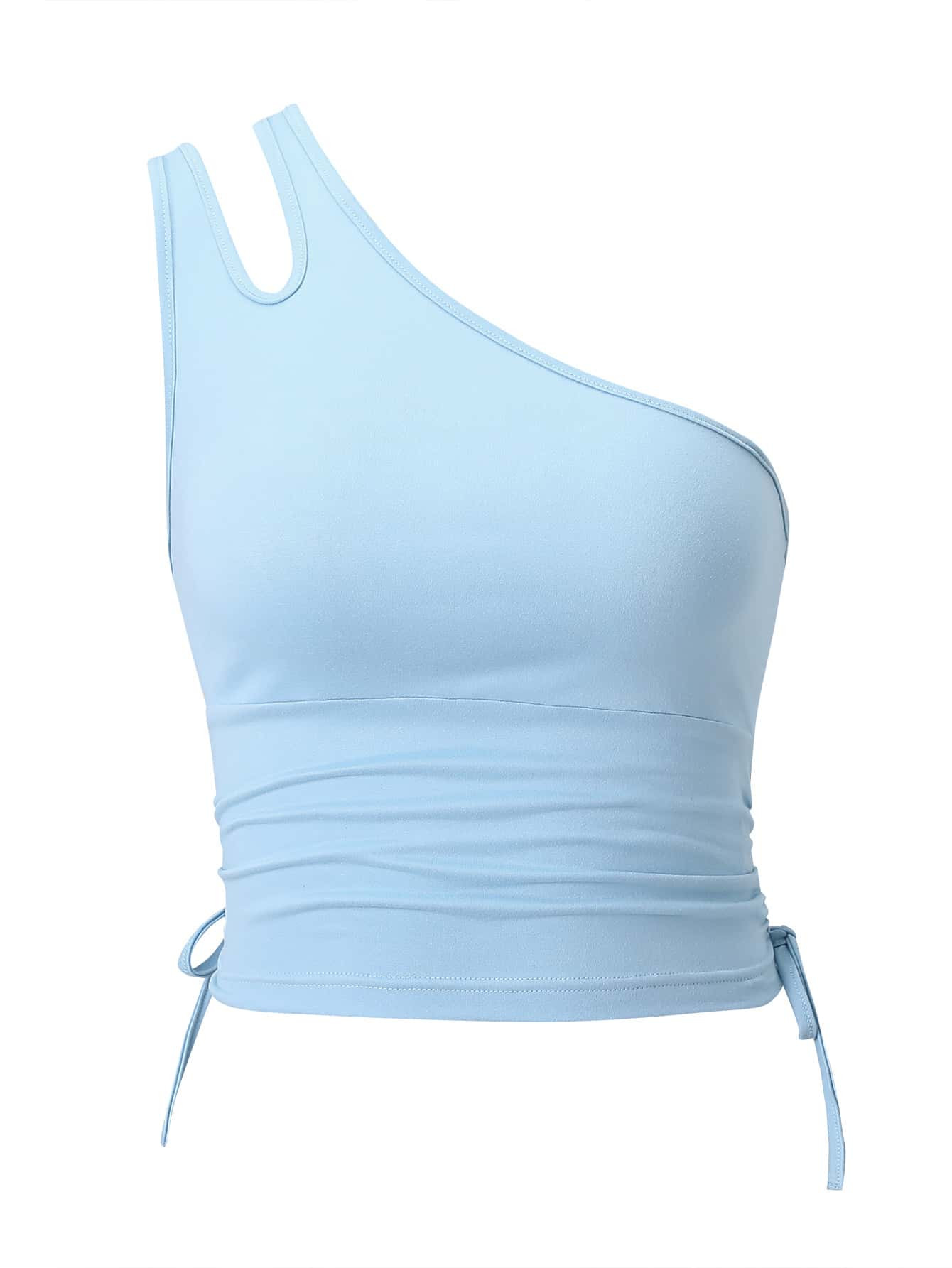 Cut Out One Shoulder Knot Side Top | SHEIN