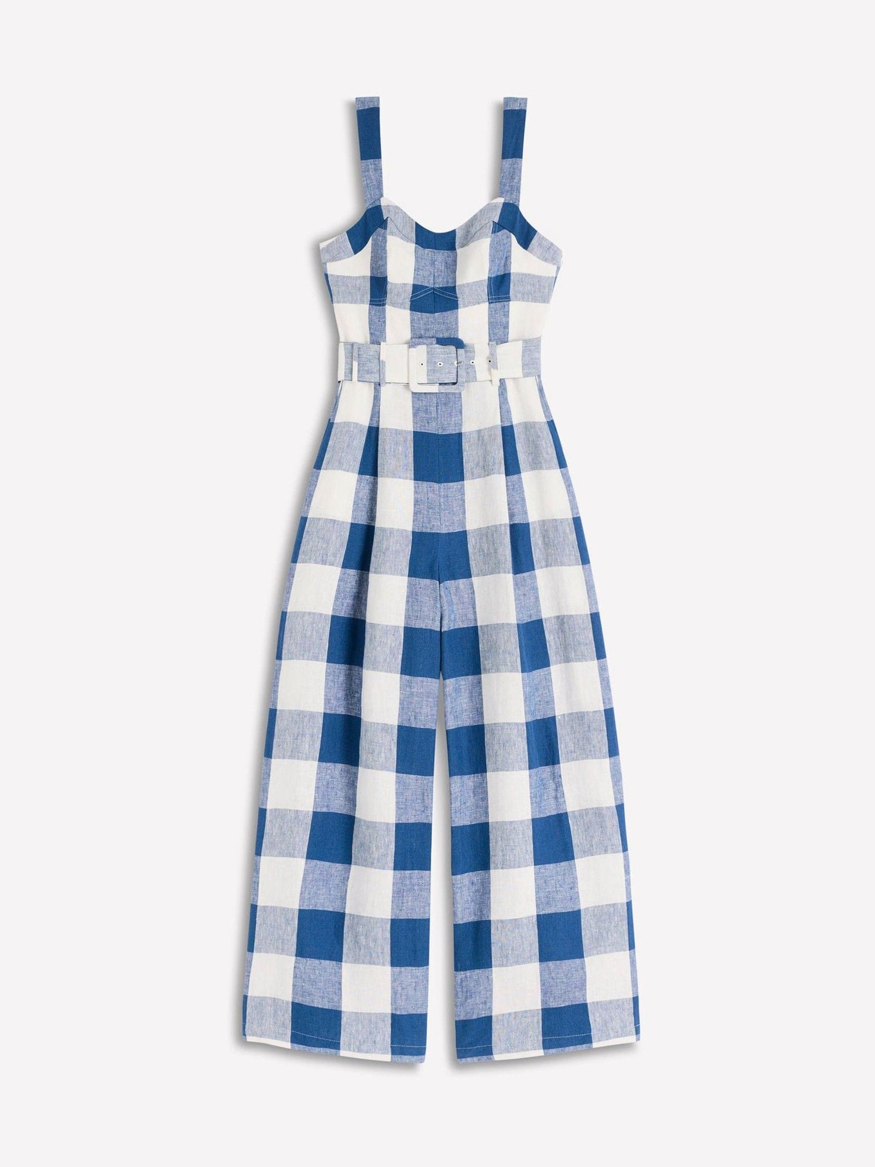 Boden Boden Blue Panelled Bodice Linen Jumpsuit | Next US