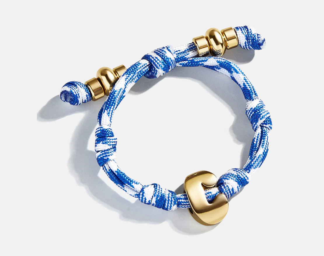 Knotty Initial Custom Bracelet - Royal Blue/White Single Letter | BaubleBar
