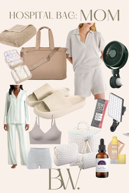 Hospital bag for mom 🍼🫶🏻 minimal 4th time mom edit! 

Postpartum, newborn baby, pregnancy, hospital bag, postpartum products 

#LTKBaby #LTKBump #LTKFamily