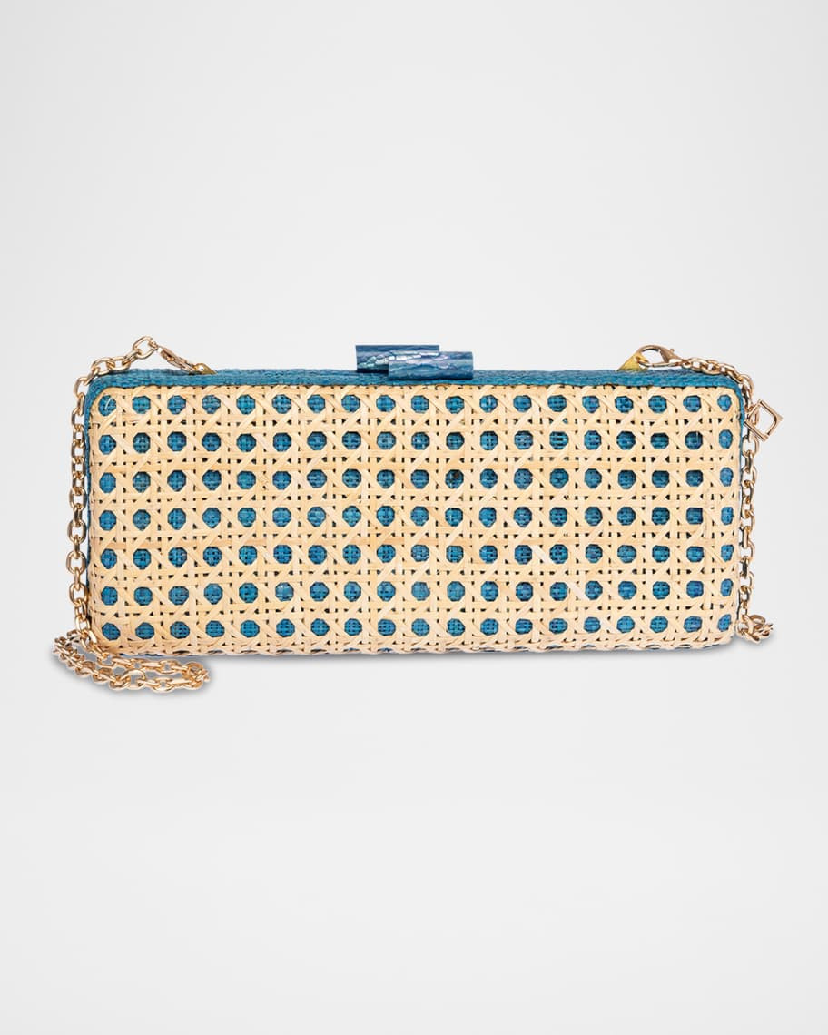 Rafe Alessandra Cutout Raffia Long Clutch Bag | Neiman Marcus