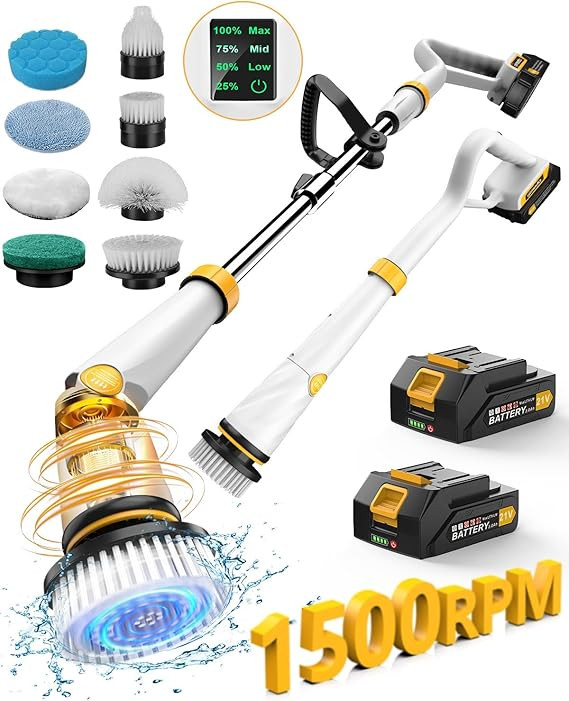 Qimedo Electric Spin Scrubber with Two Batteries Q2 Pro,1500 RPM High Power Electric Scrubber for... | Amazon (US)