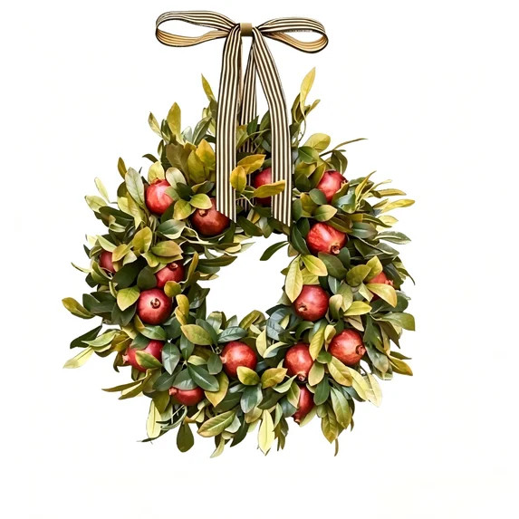 18 inch Pomegranate Wreath, Thanksgiving Fall Wreath Spring and Summer Wreath for Front Door, Hol... | Walmart (US)