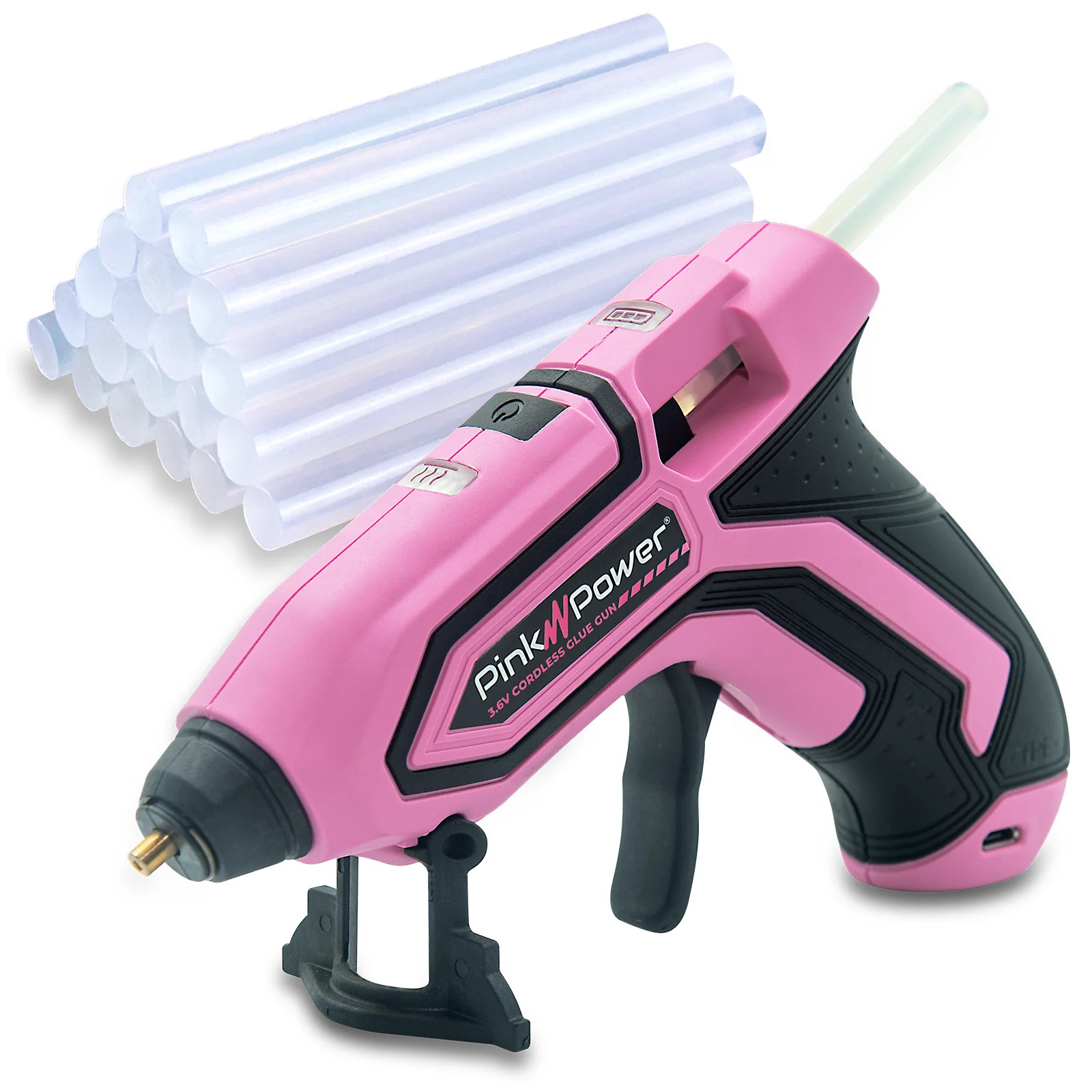 Pink Power Cordless Mini Hot Glue Gun with Stand - USB Rechargeable Wireless Hot Melt Glue Gun Ki... | Walmart (US)