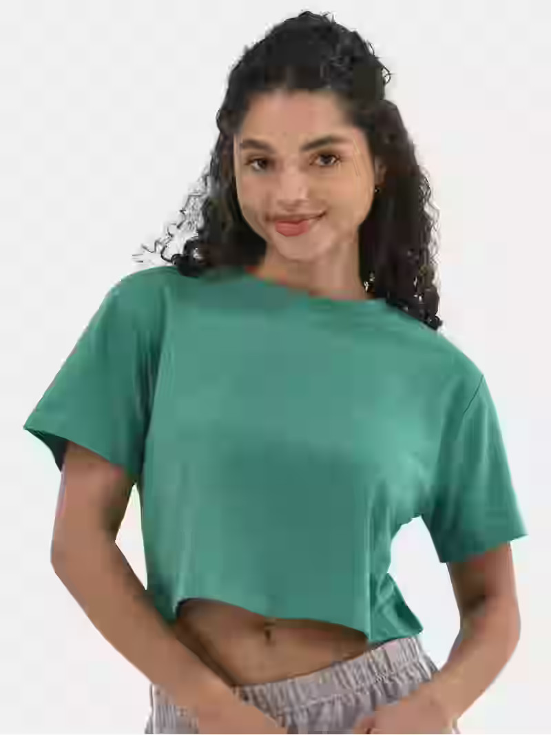 No Boundaries Cropped Boxy Cotton Tee with Short Sleeves, Women's | Walmart (US)