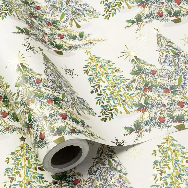 Christmas Tree Wrapping Paper Roll, 23X58 Inch Elegant Xmas Tree Gift Wrap Paper for Holiday Gift... | Walmart (US)