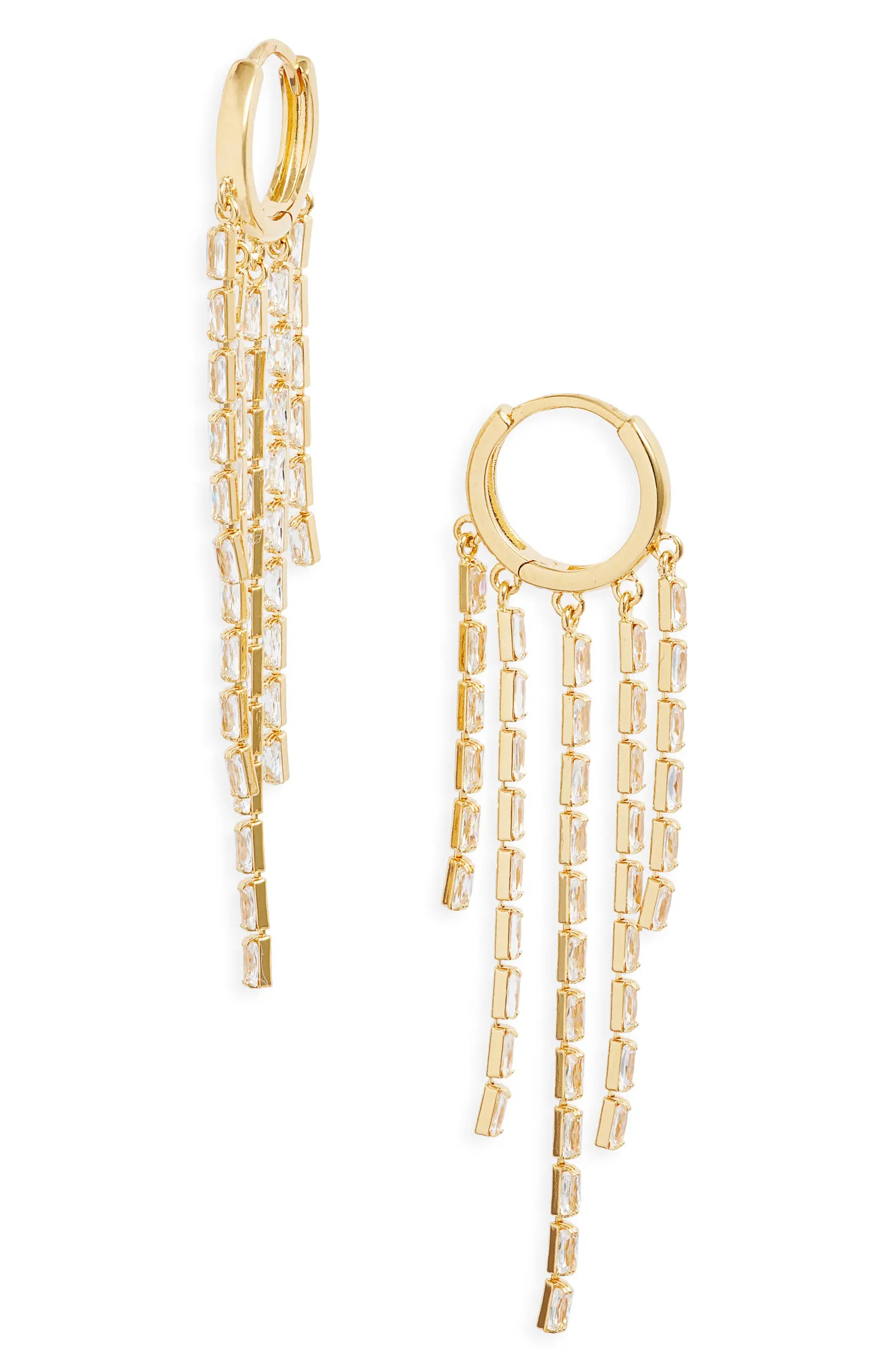 Cubic Zirconia Fringe Huggie Hoop Earrings | Nordstrom