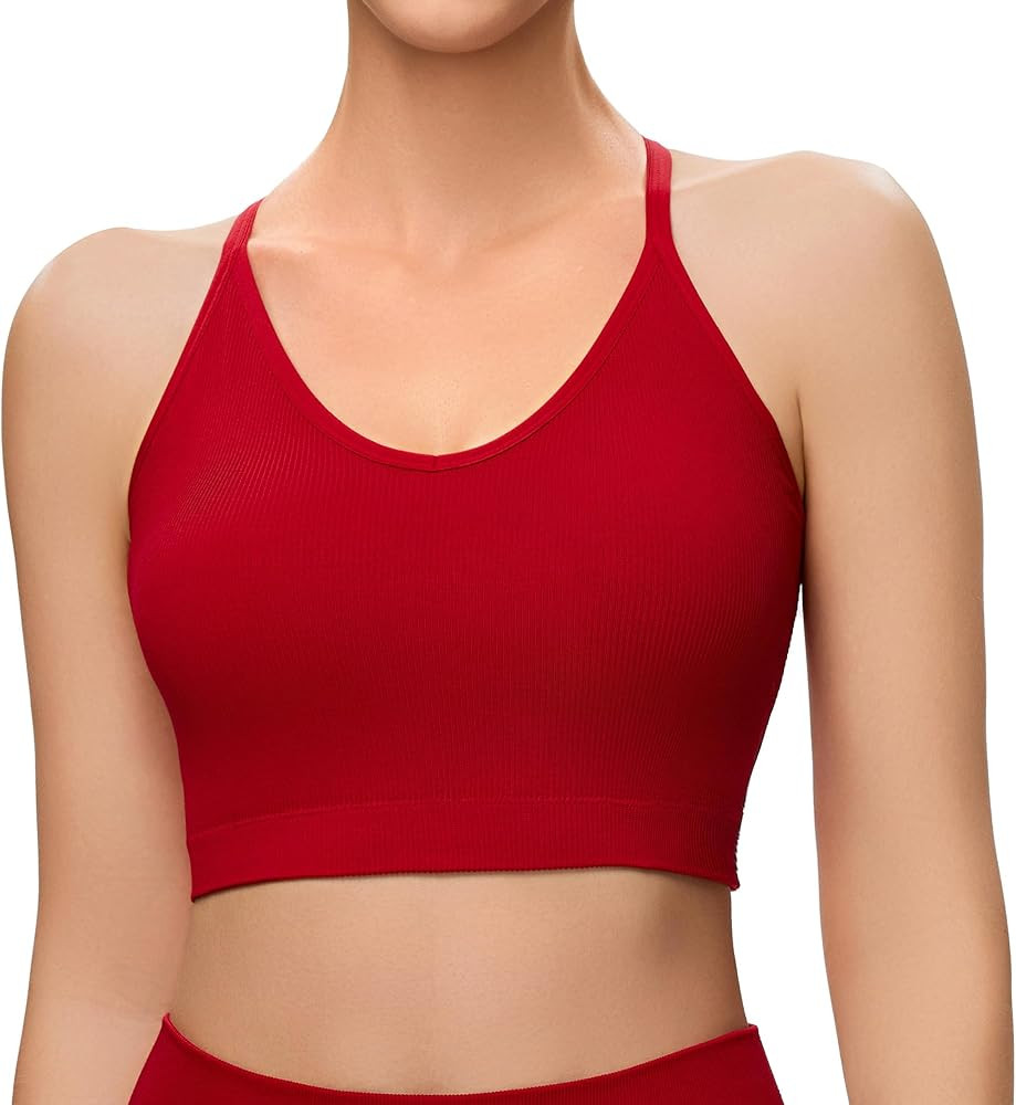 NANJI Seamless Sports Bra for Women - Padded Racerback Y Bra Low Impact Removable Pad for Fitness... | Amazon (US)