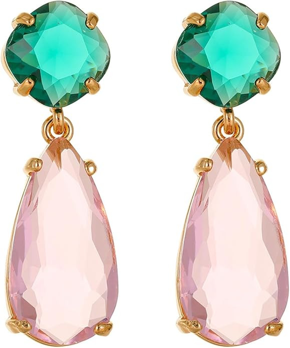 Crystal Earrings CXUEMH Teardrop Earrings for Women Blue and Green Dangle Earrings Elegant Earrin... | Amazon (US)