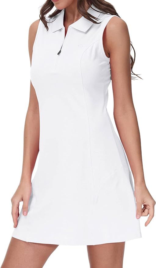 JINSHI Women's Sleeveless Polo Dress Cotton Casual Sports Golf Tennis Dress with 1/4 Zipper | Amazon (UK)