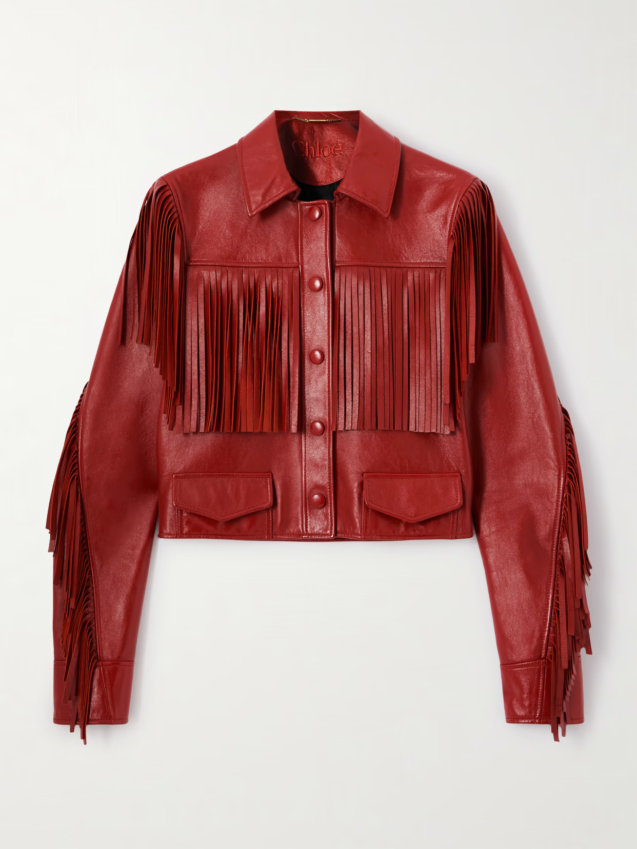 Chloé - Cropped Fringed Leather Jacket - Red - FR 42 | NET-A-PORTER APAC