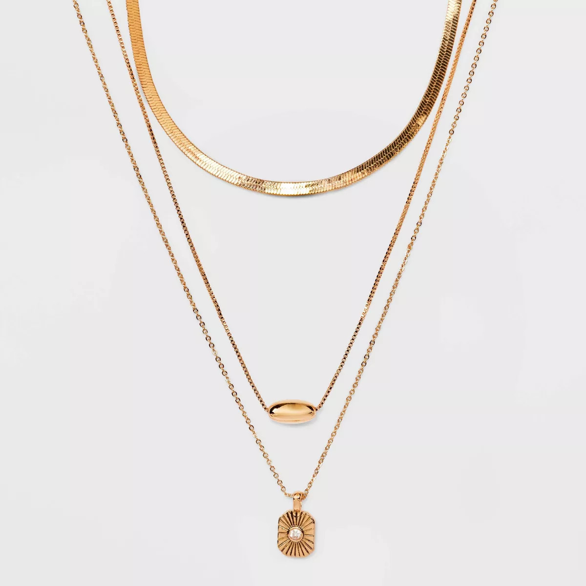 Herringbone Dogtag Chain Necklace - A New Day™ Gold | Target