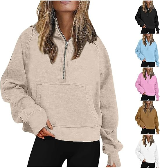 Lenago Scuba Dupes Sweatshirt Quarter Zip Pullover Sweaters Long Sleeve Fleece Half Zip Cropped H... | Amazon (US)