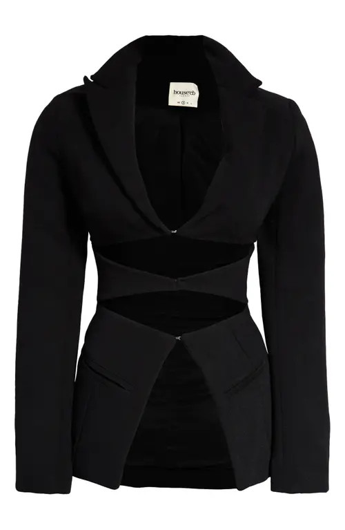 HOUSE OF CB Cutout Blazer in Black at Nordstrom, Size X-Large | Nordstrom