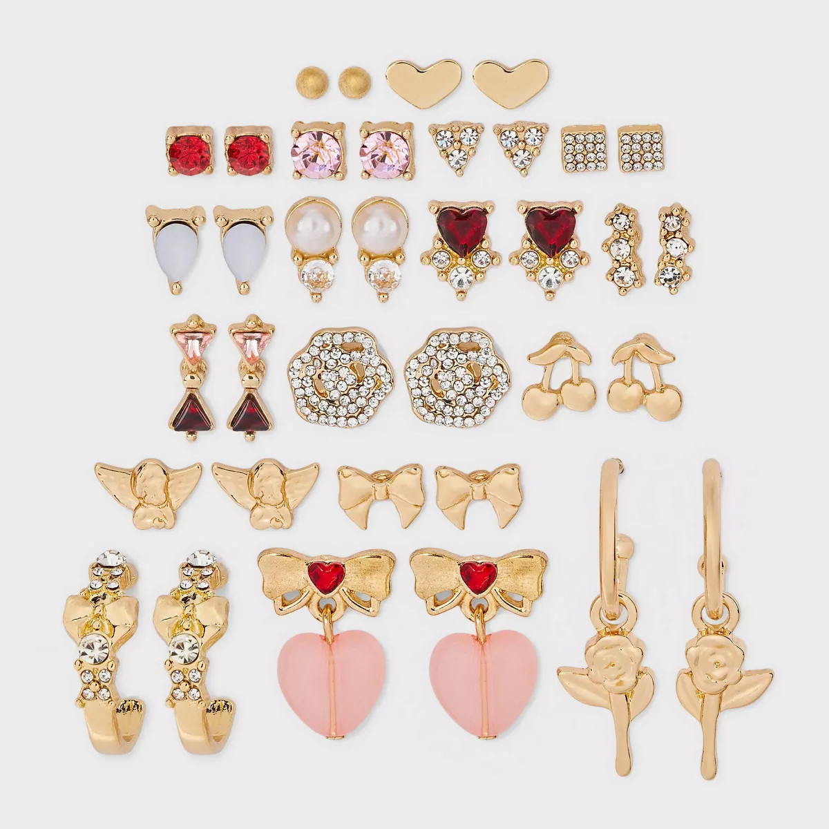 Cherub Bows and Hearts Earring Set 18pc - Wild Fable™ | Target