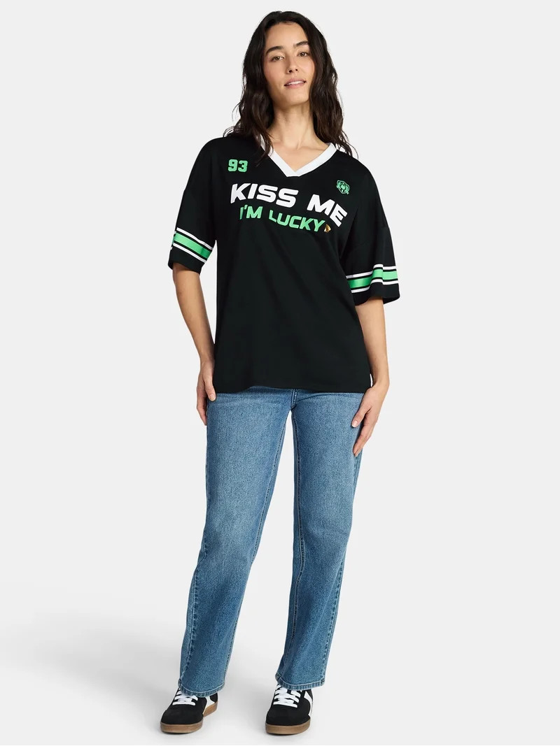 Saint Patrick's Day Women's Kiss Me Jersey with Short Sleeves from Holiday Time, Sizes XXS-XXL | Walmart (US)