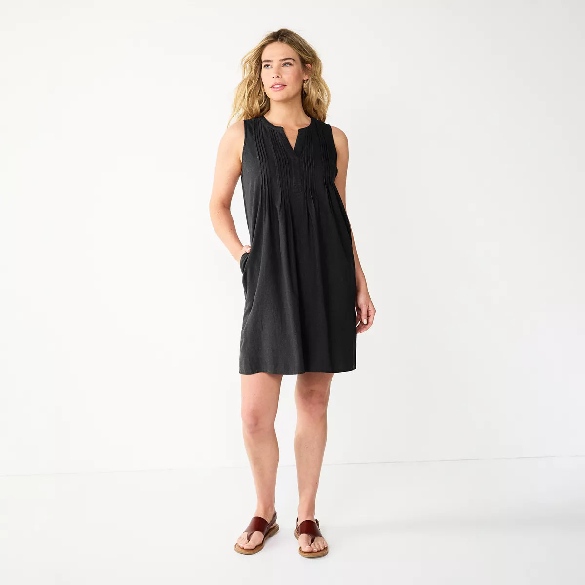 Women's Sonoma Goods For Life® Sleeveless Pintuck Tank Dress | Kohl's