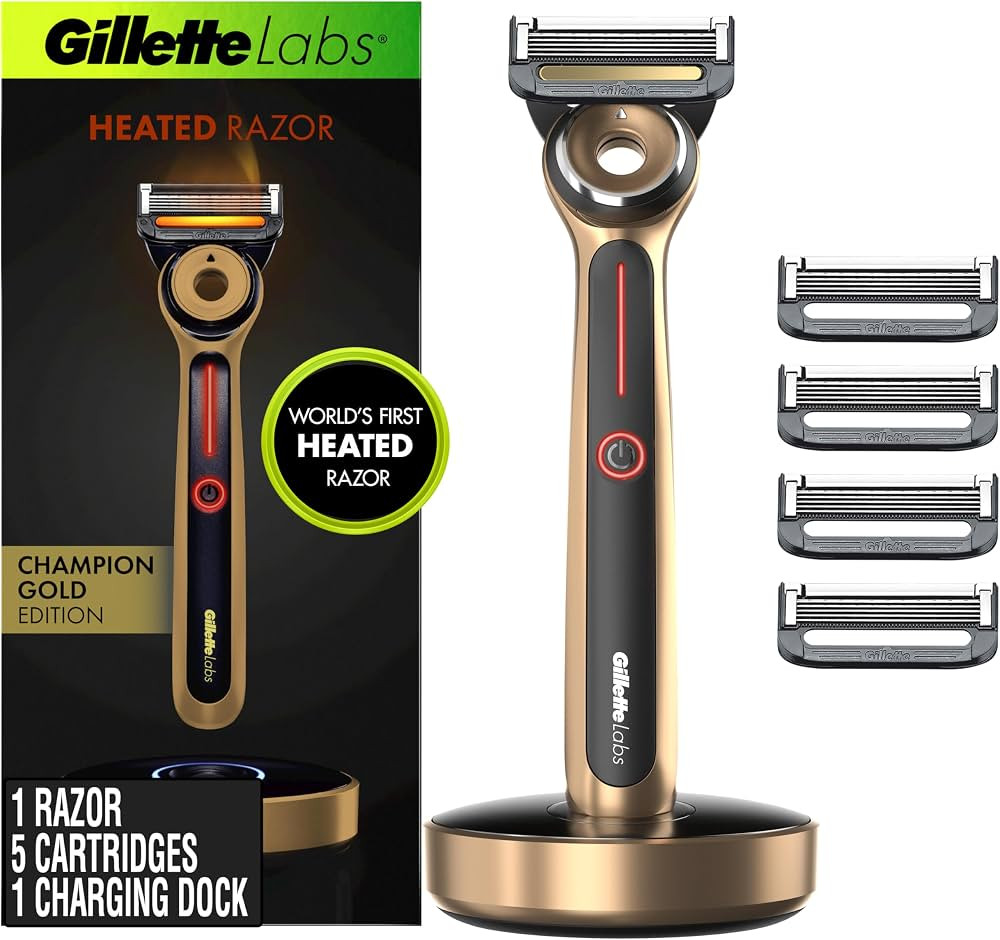 Gillette Labs Heated Razor Gold Edition - 1 Handle, 5 Blade Refills, 1 Charging Dock | Amazon (US)
