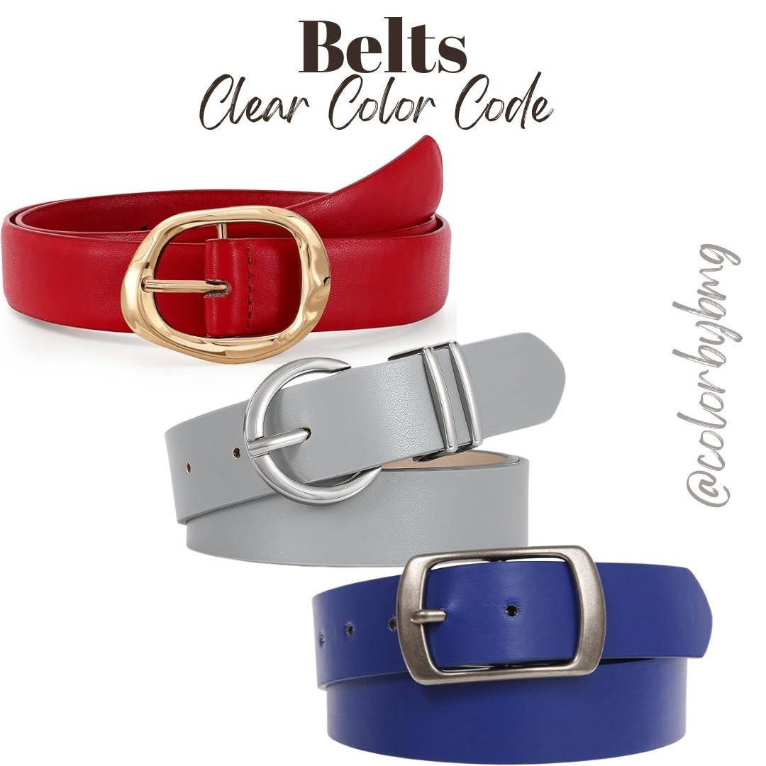 Clear Color Code Belts
Colors:
1. Gold Red
2. C-gray-silver Buckle
3. Royal Blue

Clear Winter
Clear Spring 
