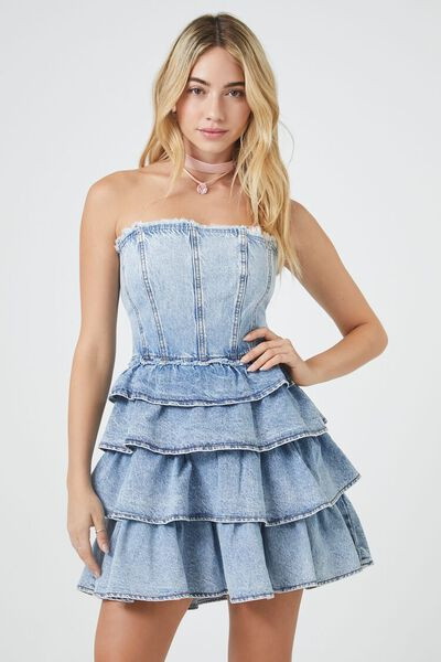 Strapless Layered Denim Mini Dress | Forever 21