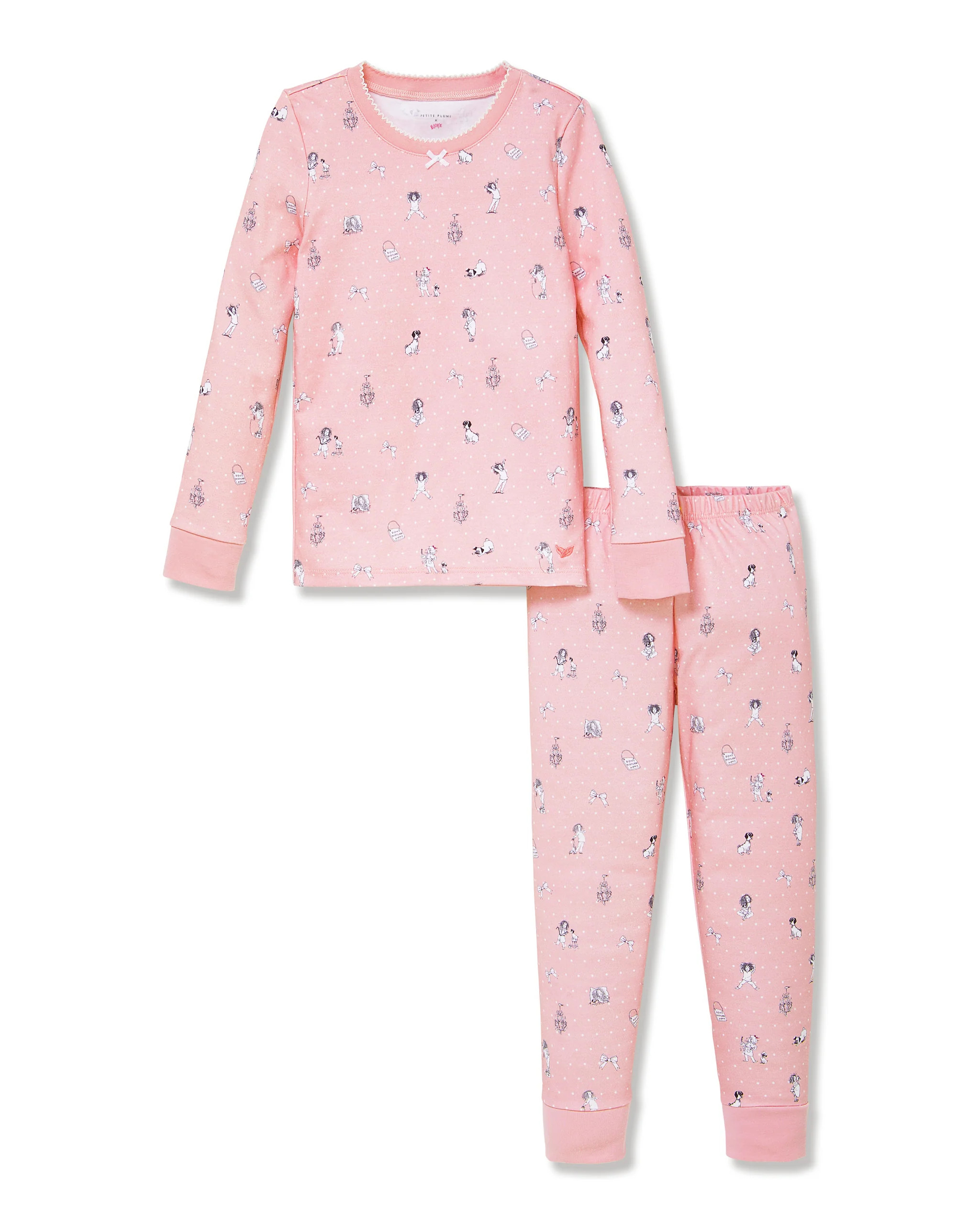 Petite Plume x Eloise Kid's Pima Snug Fit Pajama Set in Eloise Adventures | Petite Plume