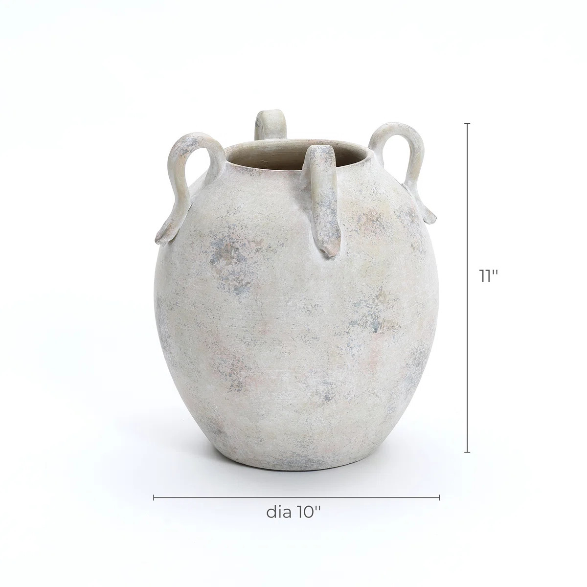 Vintage Mutli-Color Gray and White Terracotta 11-Inch Round Amphora Vase with Handles | Wayfair North America