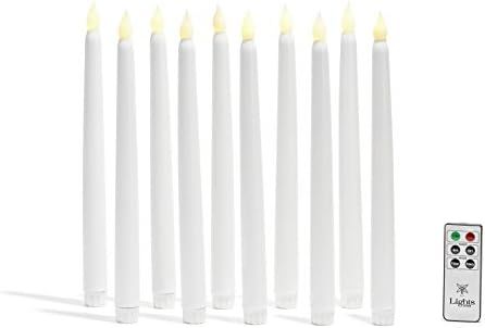 Flameless Taper Candles with Timer - 10" Battery Operated Tapered Candlestick Set, Smooth White W... | Amazon (US)