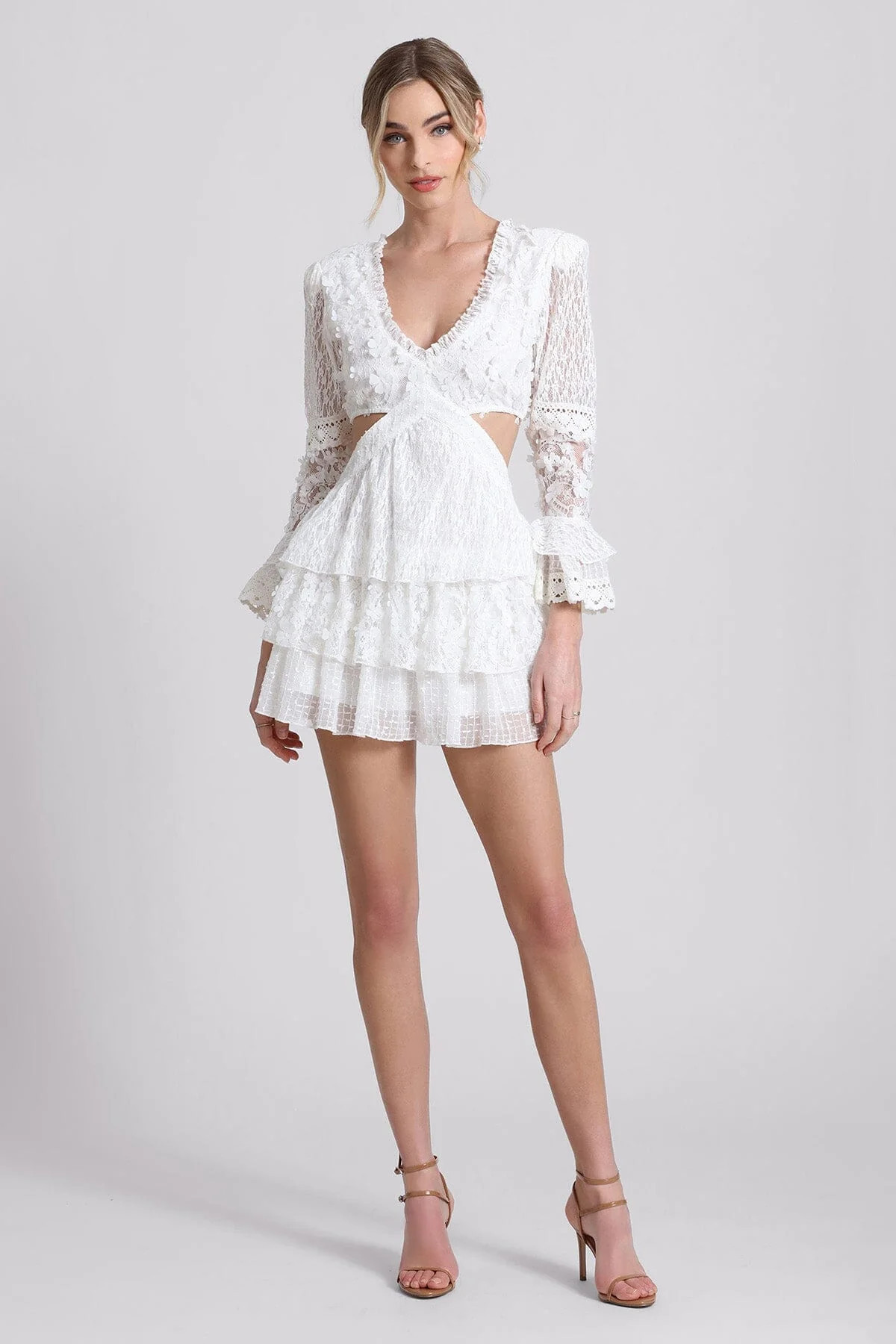 Lace Cut-Out Tiered Mini Dress | Avec Les Files