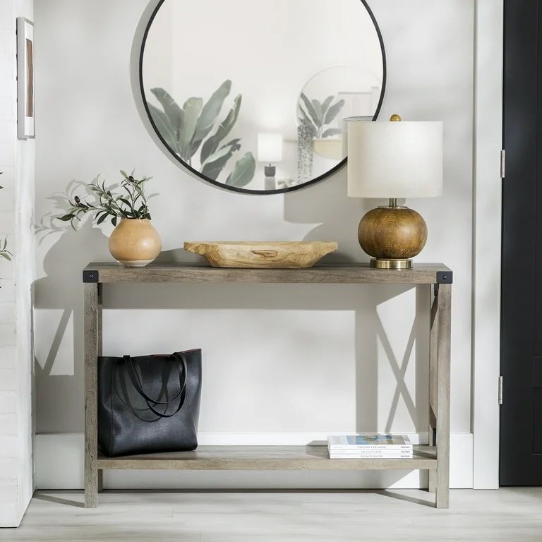 Walker Edison Magnolia Metal X Console Table, Gray Wash - Walmart.com | Walmart (US)