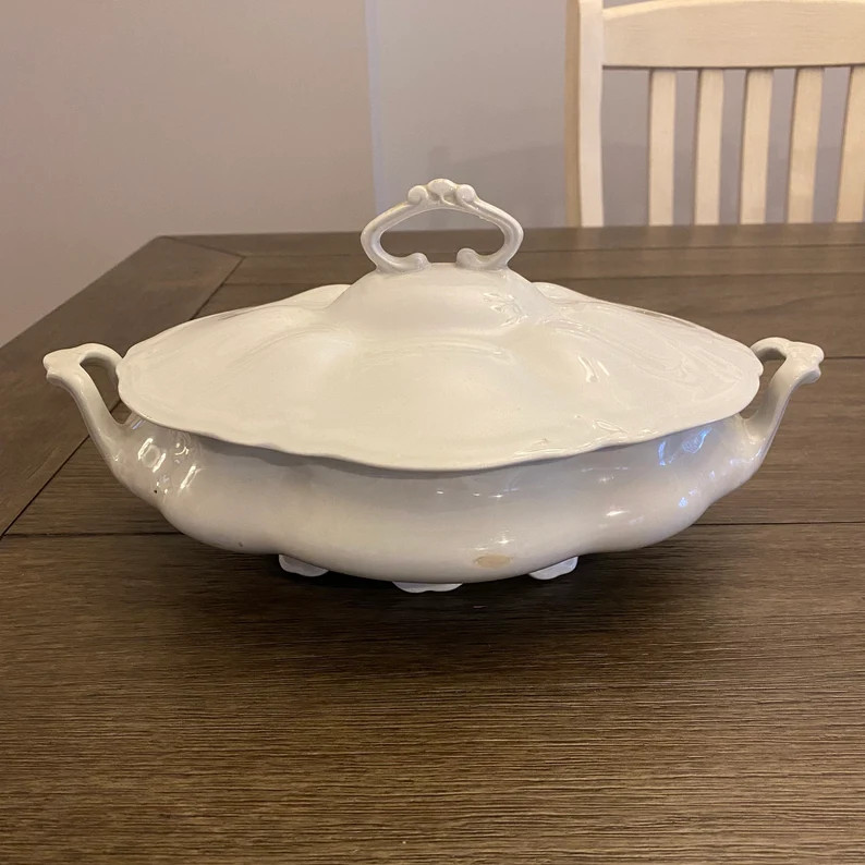Antique White Oval Tureen, WH Grindley England, White Farmhouse Kitchen, the Marquis Tureen, Engl... | Etsy (US)