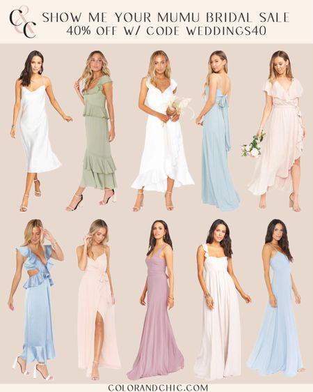 Show Me Your Mumu Bridal sale with multiple styles on sale with and added 40% off with code WEDDINGS40! Includes rehearsal dresses, wedding guest dresses, bridesmaid dresses and more 

#LTKstyletip #LTKwedding #LTKsalealert