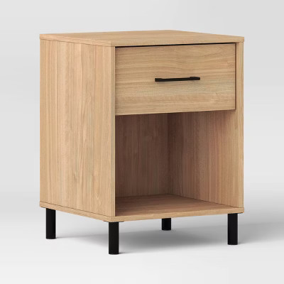Mixed Materials Wood and Metal Nightstand Natural Wood - Room Essentials™ | Target