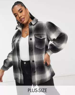 New Look Curve shacket in black check | ASOS (Global)