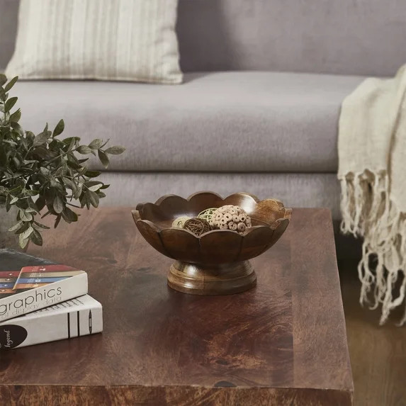 My Texas House Brown 9" Mango Wood Scallop Decorative Bowl | Walmart (US)
