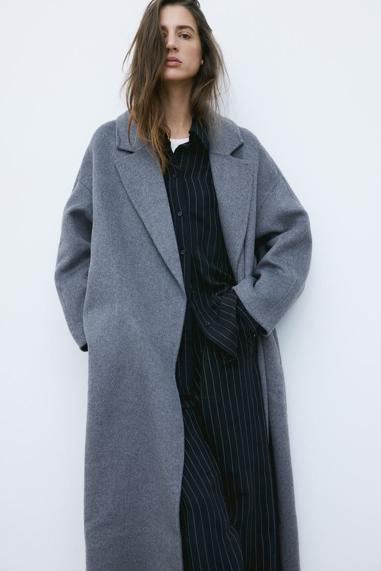 Wool-blend coat - Dark grey - Ladies | H&M GB | H&M (UK, MY, IN, SG, PH, TW, HK)