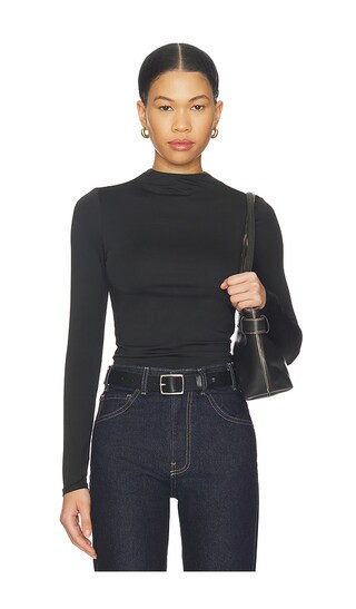 Calliope Mock Neck Top in Black | Revolve Clothing (Global)