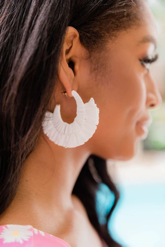 Exact Reason White Fan Earrings | The Pink Lily Boutique