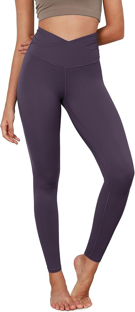 ODODOS Women's Cross Waist Yoga Leggings with Inner Pocket, 23"/25"/28" Gathered Crossover Workou... | Amazon (US)