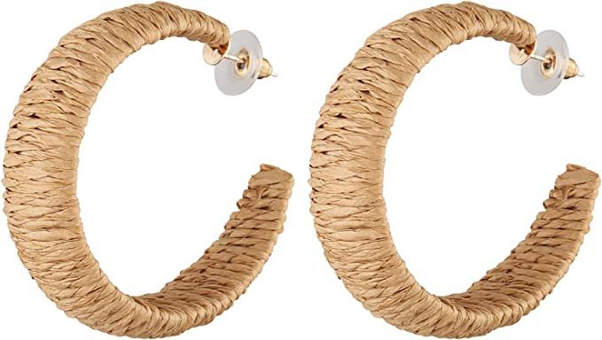 Scddboy Raffia Earrings for Women,Bohemian Beach Earrings Handmade Braid Geometric Drop Dangle Ea... | Amazon (US)