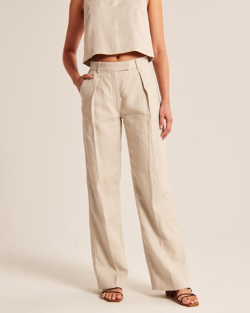 Premium Linen Tailored Pant | Abercrombie & Fitch (US)