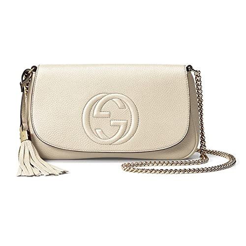 Gucci Soho Off White Leather Handbag Crossbody Clutch Ivory Italy Bag GG NEW | Amazon (US)