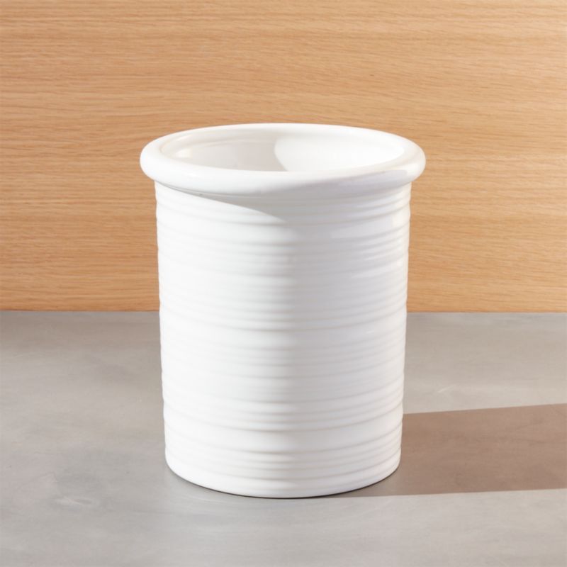 Farmhouse White Utensil Holder + Reviews | Crate and Barrel | Crate & Barrel