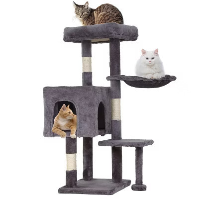 BestMassage Cat Tree 36 inch Tall Cat Tower for Indoor Cats with Cat Scratching Post Multiple Platforms Cozy Condo and Hanging Toy, Light Gray | Target