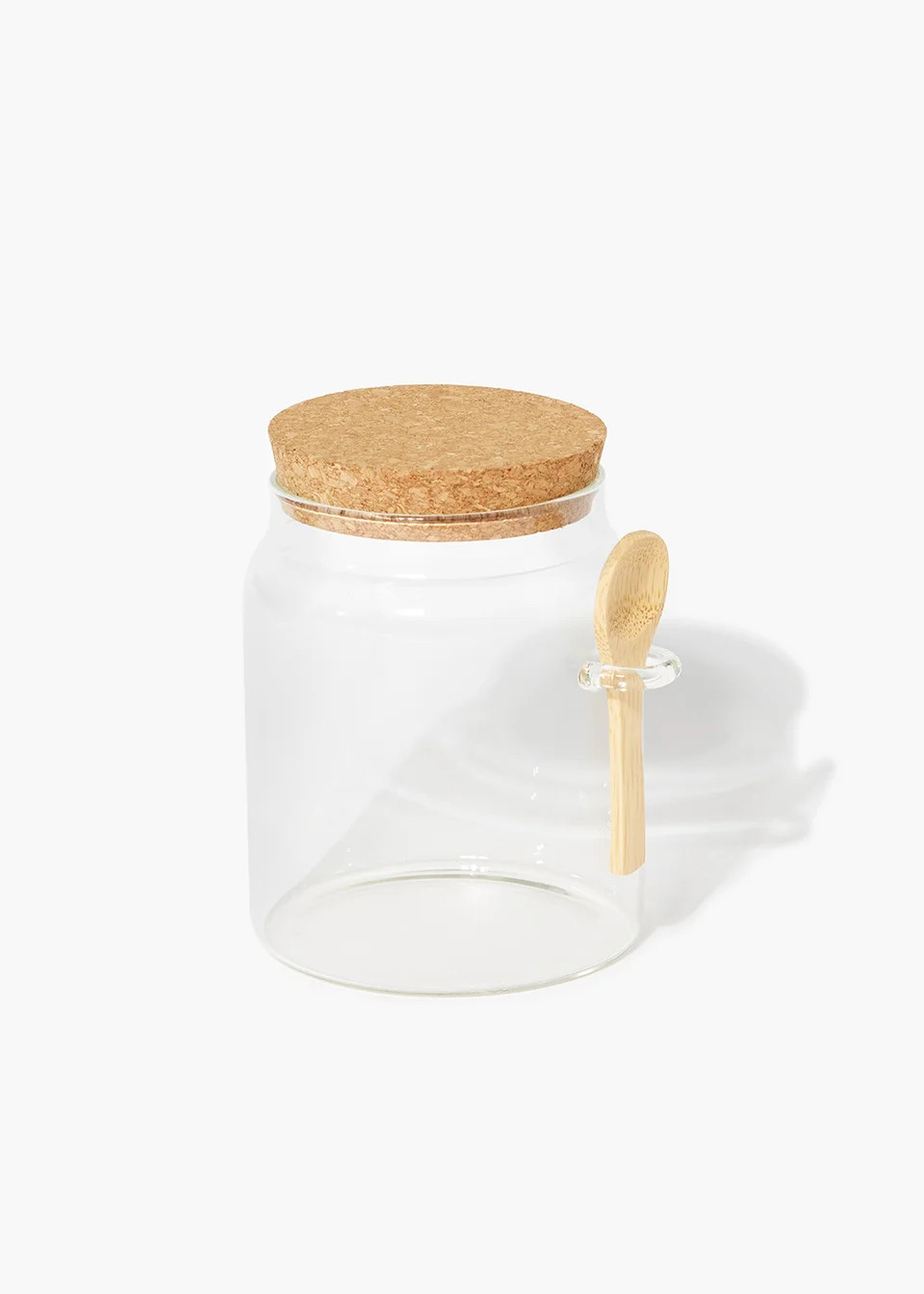 Small Cork Lid Jar & Wooden Spoon Set (16cm x 11cm) | Matalan (UK)