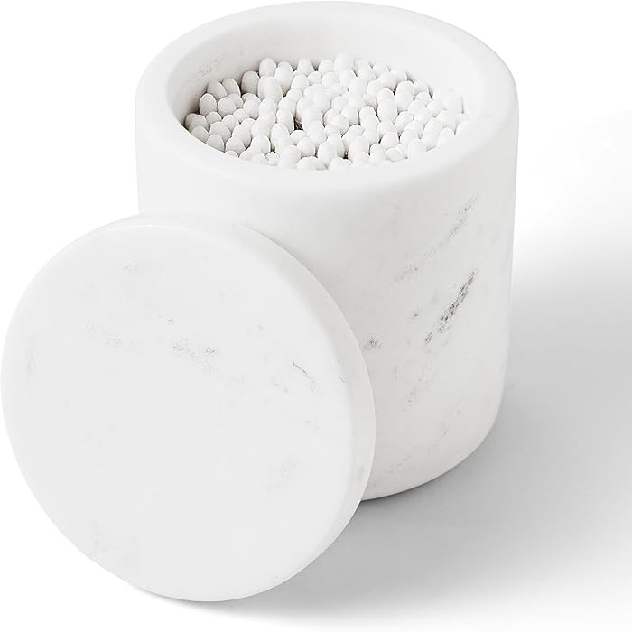 WORHE Marble Canister Natural Marble Cotton Swabs Container with Lid Large Capacity Cotton Ball S... | Amazon (CA)