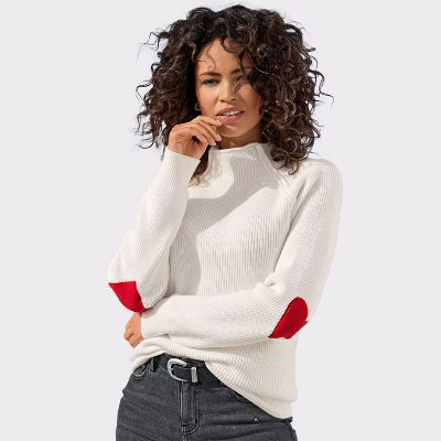 Women's Elbow Heart Sweater - LASCANA - Cream Hearts 16/18 | Target