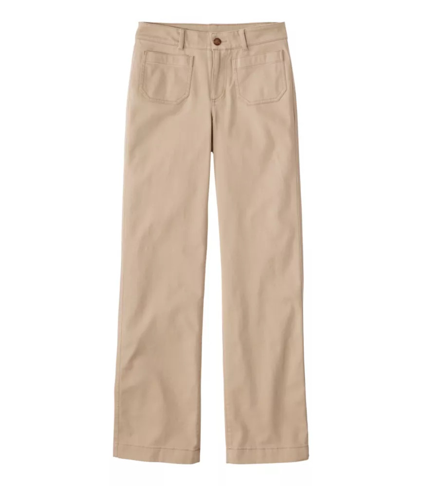 Women's Comfort Stretch Patch Pocket Pants, Mid-Rise Wide Straight-Leg Chino Khaki 18 Medium Tall, Cotton L.L.Bean | L.L. Bean