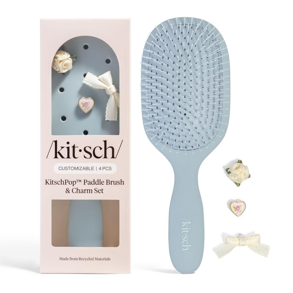 KitschPop™ Paddle Hairbrush for Women – Flexible Bristles Paddle Brush for Less Breakage, Sca... | Amazon (US)
