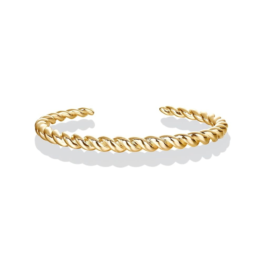 PAVOI Gold Plated Twisted Chunky Bangle Bracelet | 14K Gold Plated | Lightweight Everyday Jewelry | Amazon (US)